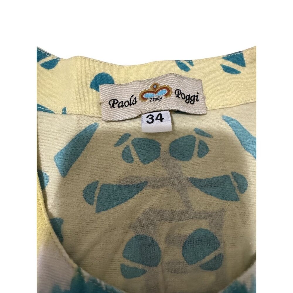 Paola Poggi Italy Womens Y2K Beaded Floral Print Sheer Long Sleeve Top Size 34 - Picture 7 of 7